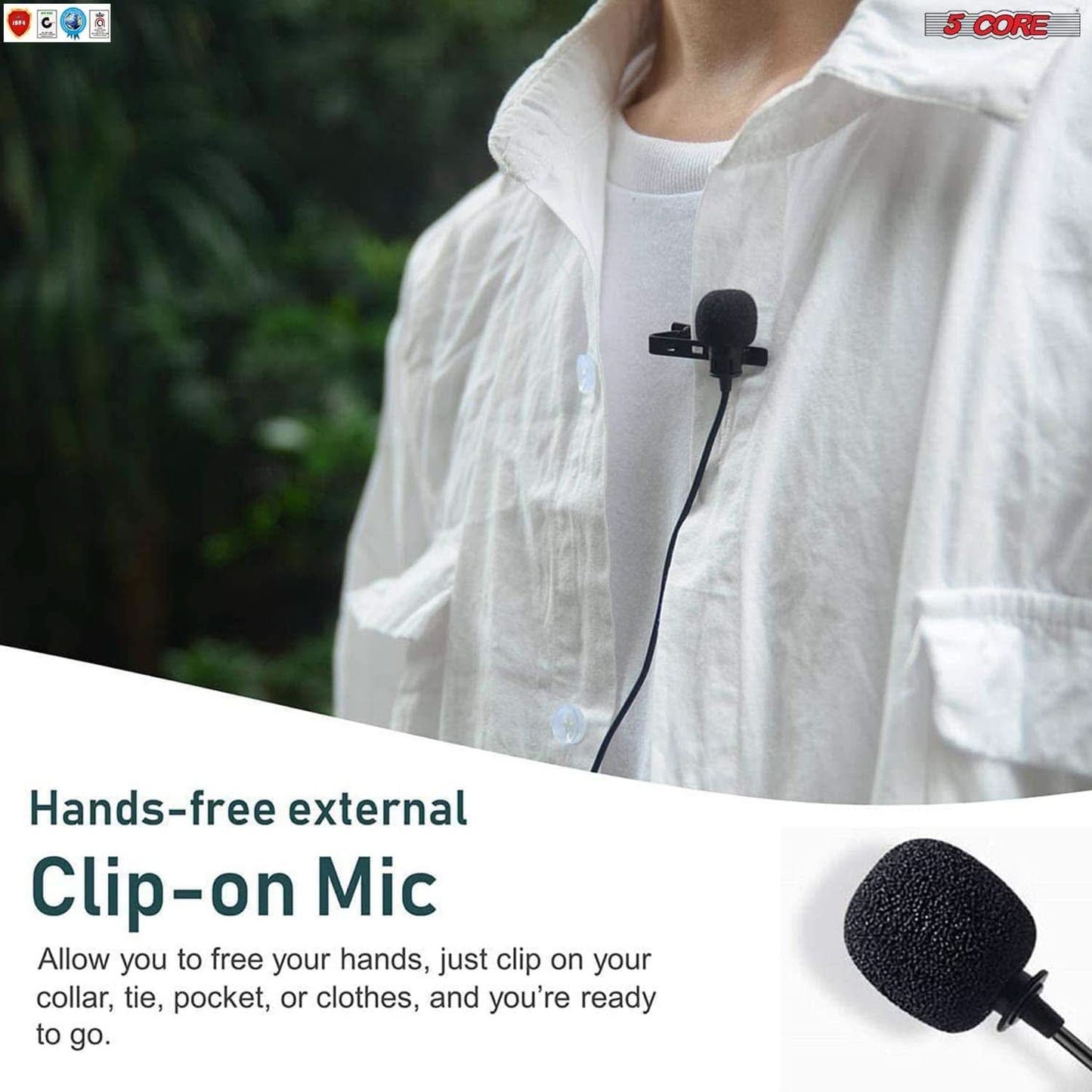 5Core Lavalier Microphone Clip On For Streamers