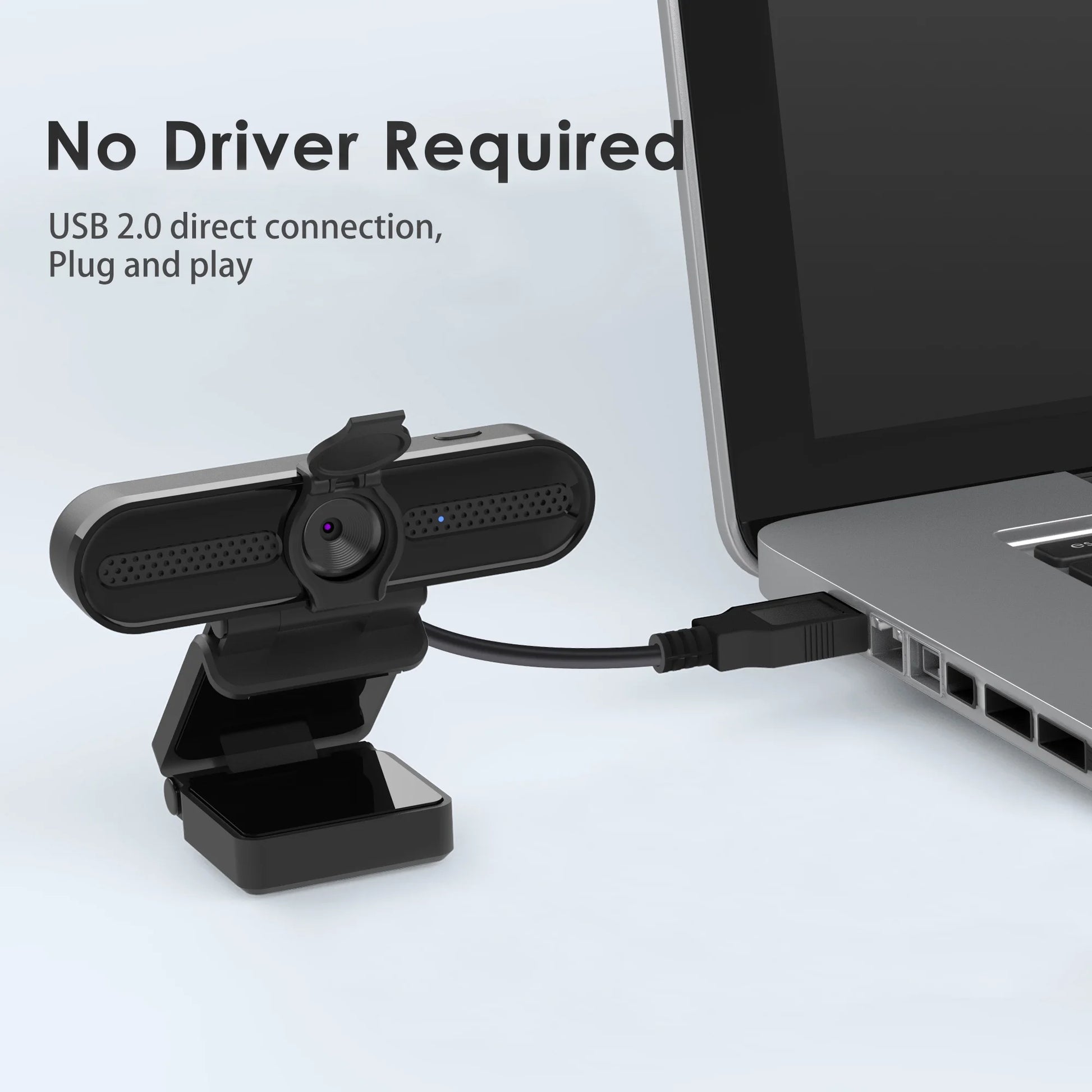 2K/1080P USB Webcam with Dual Microphones for Laptop Conferencing and Streaming, Autofocus Feature