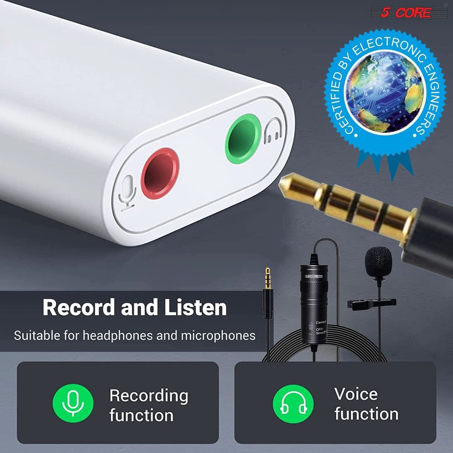 5Core Lavalier Microphone Clip On For Streamers