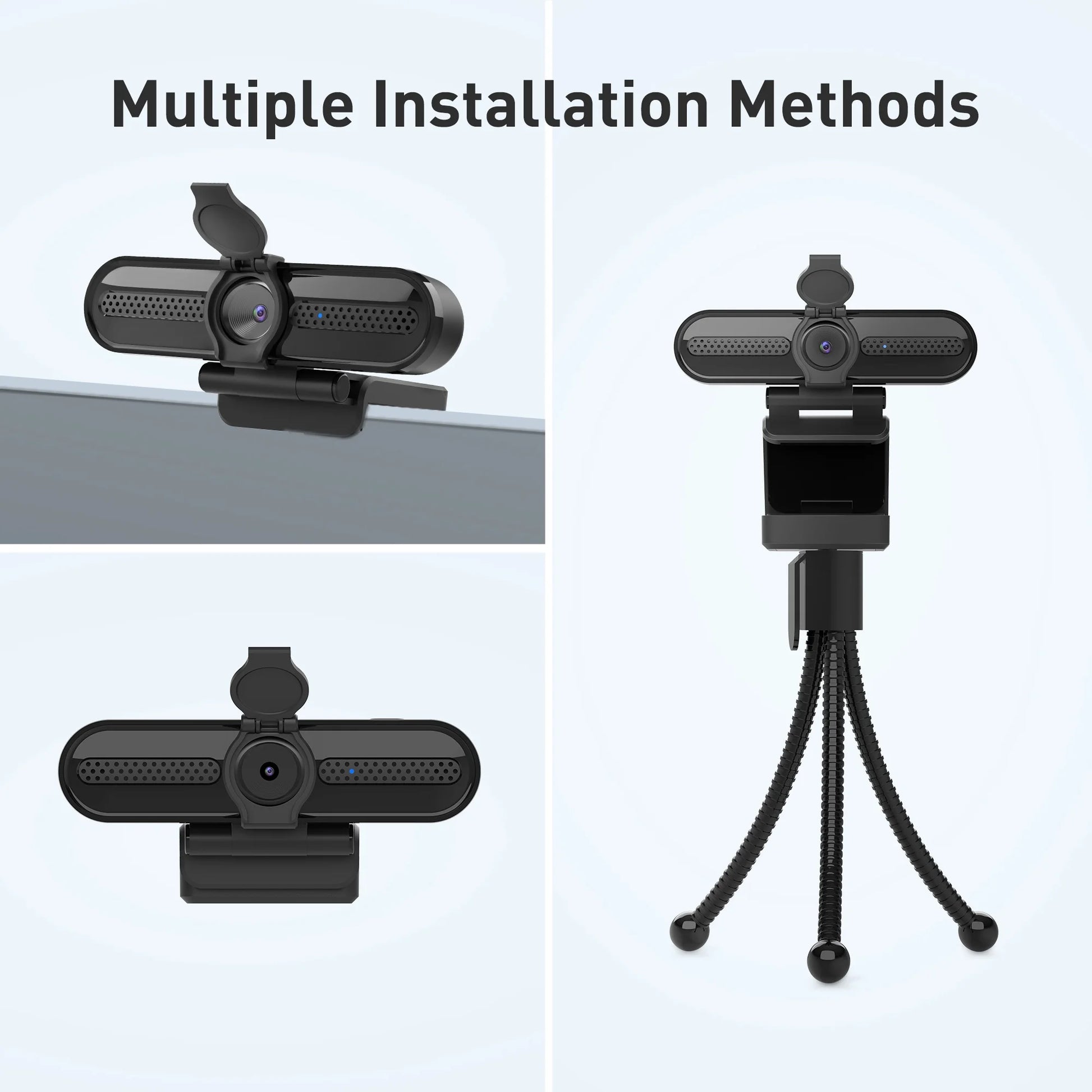 2K/1080P USB Webcam with Dual Microphones for Laptop Conferencing and Streaming, Autofocus Feature