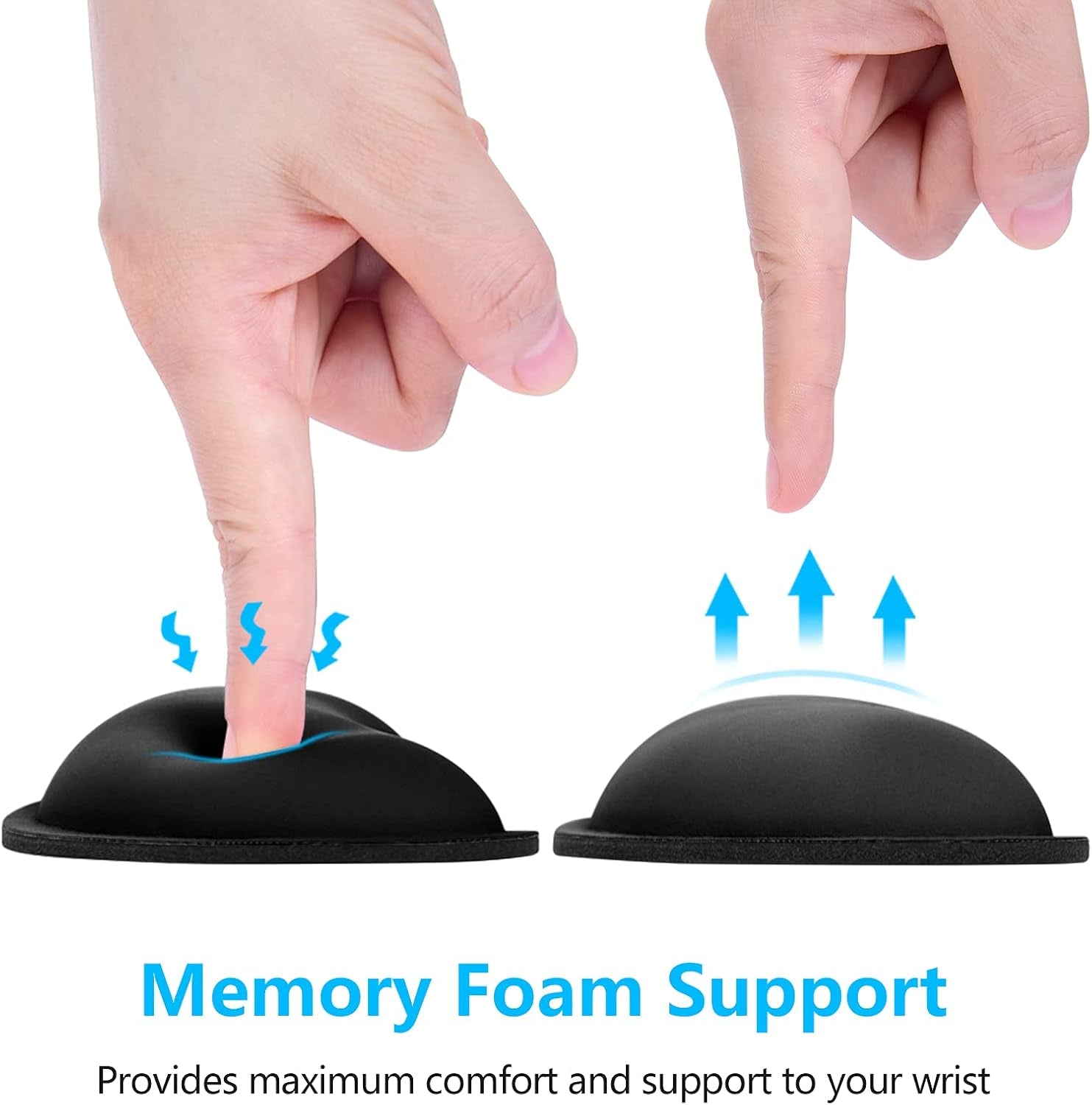 Mouse Wrist Rest, Ergonomic Memory Foam Mouse Wrist for Computer Desk Mats Support, PU Leather Hand Rest Pad Cushion for Gaming, Laptop, Men, Women, Pain Relief & Easy Typing, Black