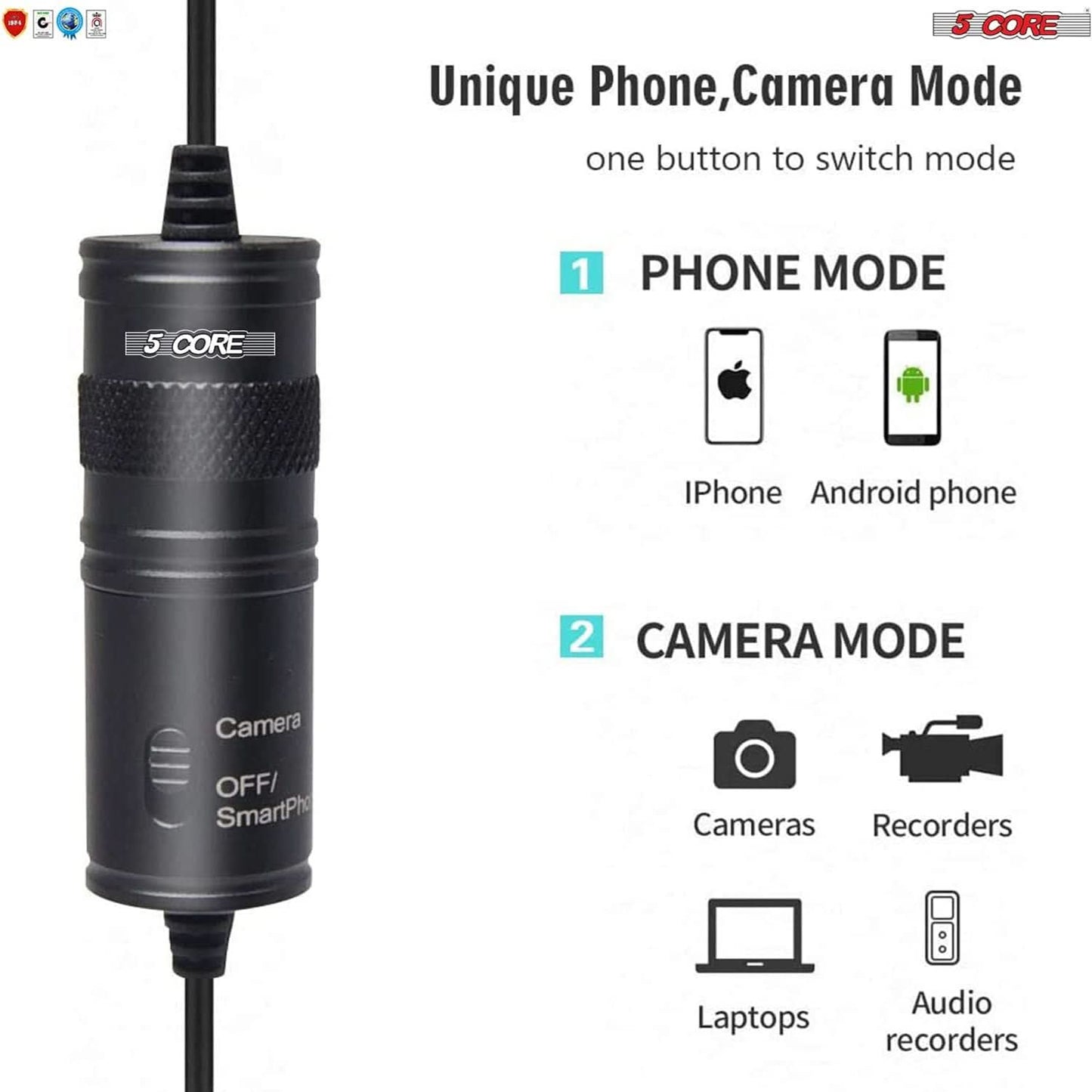 5Core Lavalier Microphone Clip On For Streamers