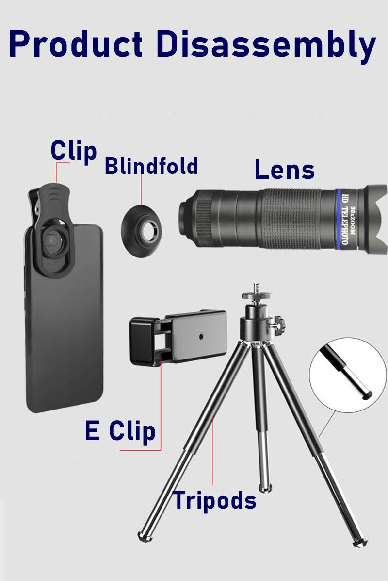 Dragon 36X Mobile Phone Lens Kit With Tripod for Streamers