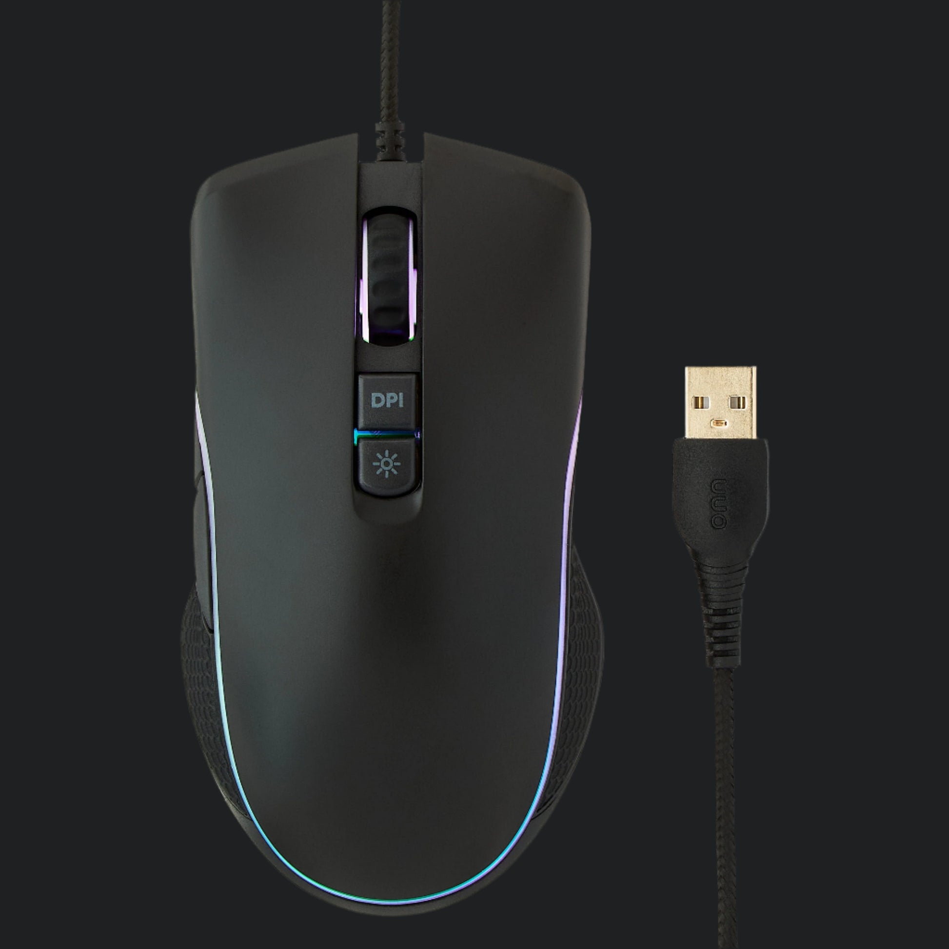 Wired USB Gaming Mouse with Adjustable DPI, Backlit, 7 Buttons Black