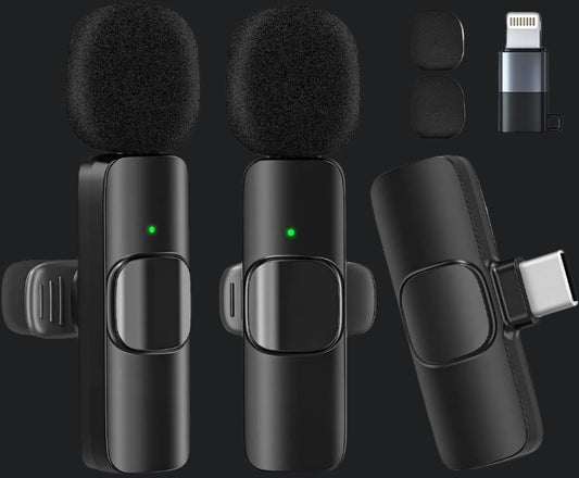 Wireless Lavalier Microphone for Iphone/Android/Ipad/Laptop, Mini Microphone, Microphone for Type-C Phone, Wireless Microphones, Microphone for Video Recording, Youtube, Vlog, Tiktok, Interview