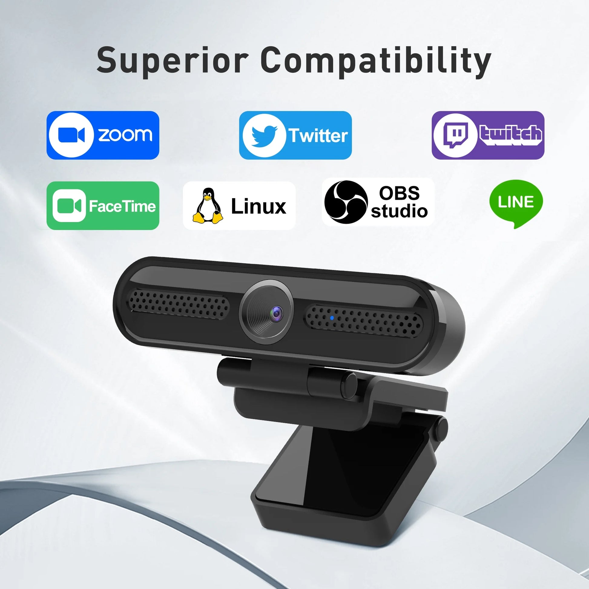 2K/1080P USB Webcam with Dual Microphones for Laptop Conferencing and Streaming, Autofocus Feature